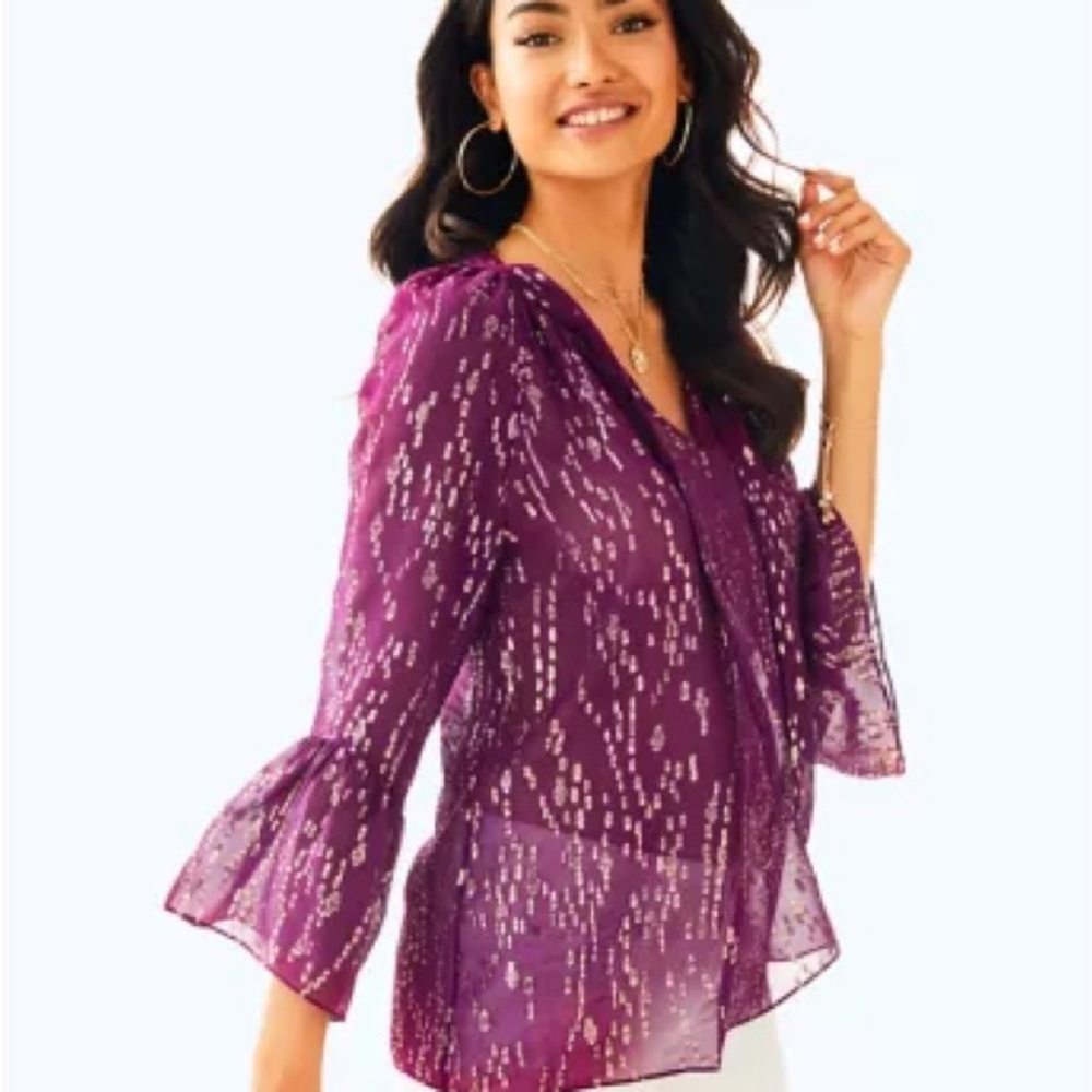 Lilly Pulitzer Matilda Silk Clip Blouse S